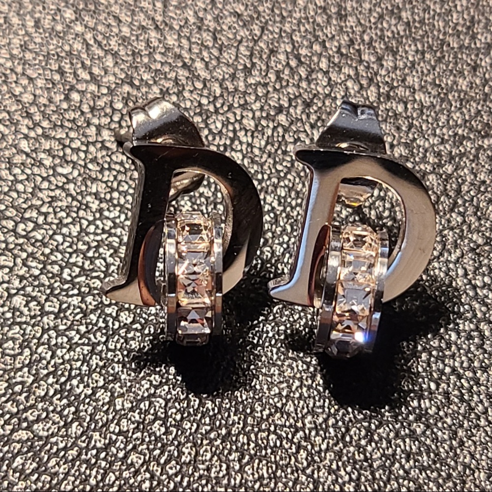 Stainless Steel Letter Alphabet D Earring